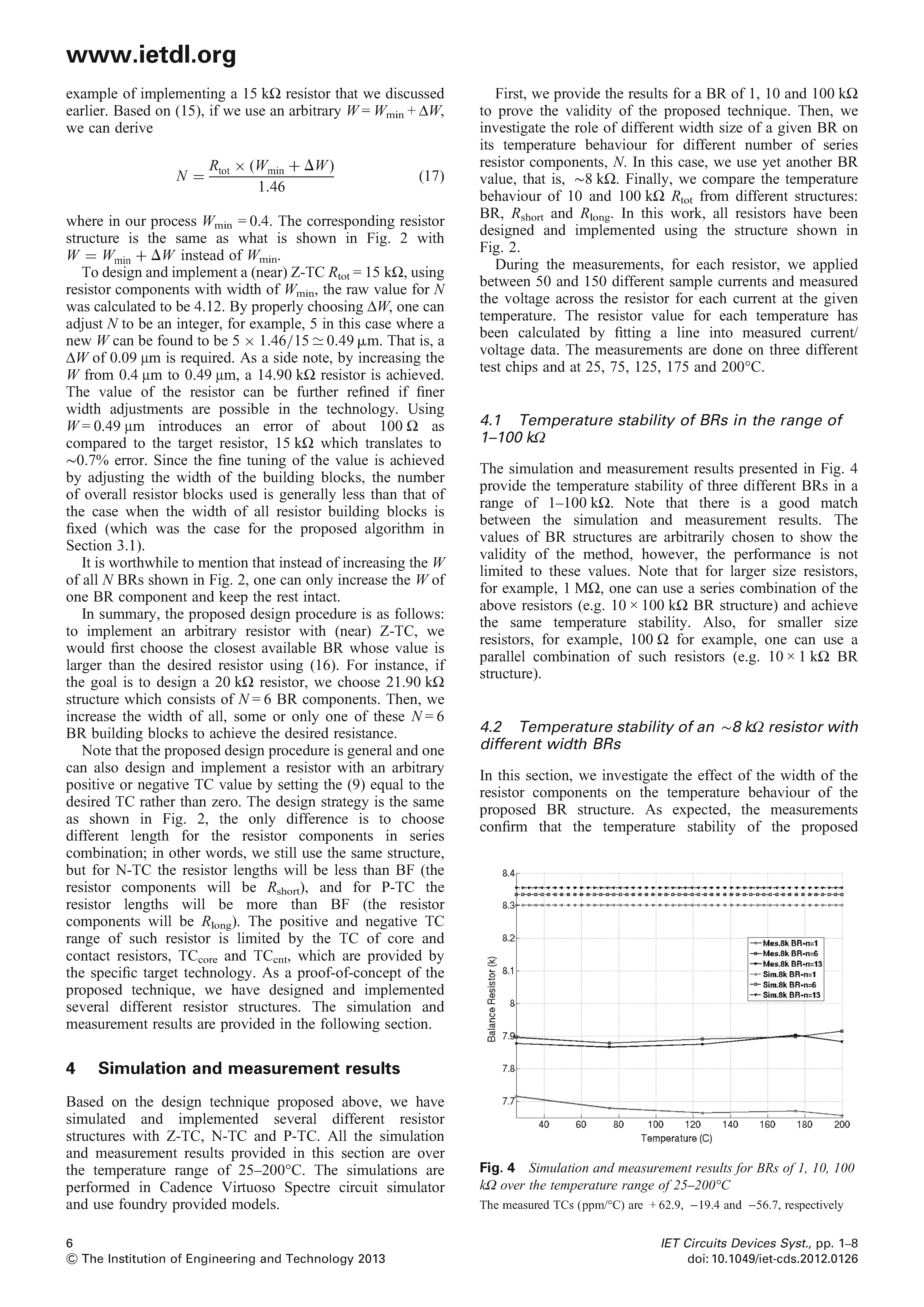 Analysis and Design of Monolithic Resistors with a Desired Temperature Coefficient Using Contacts Page 6