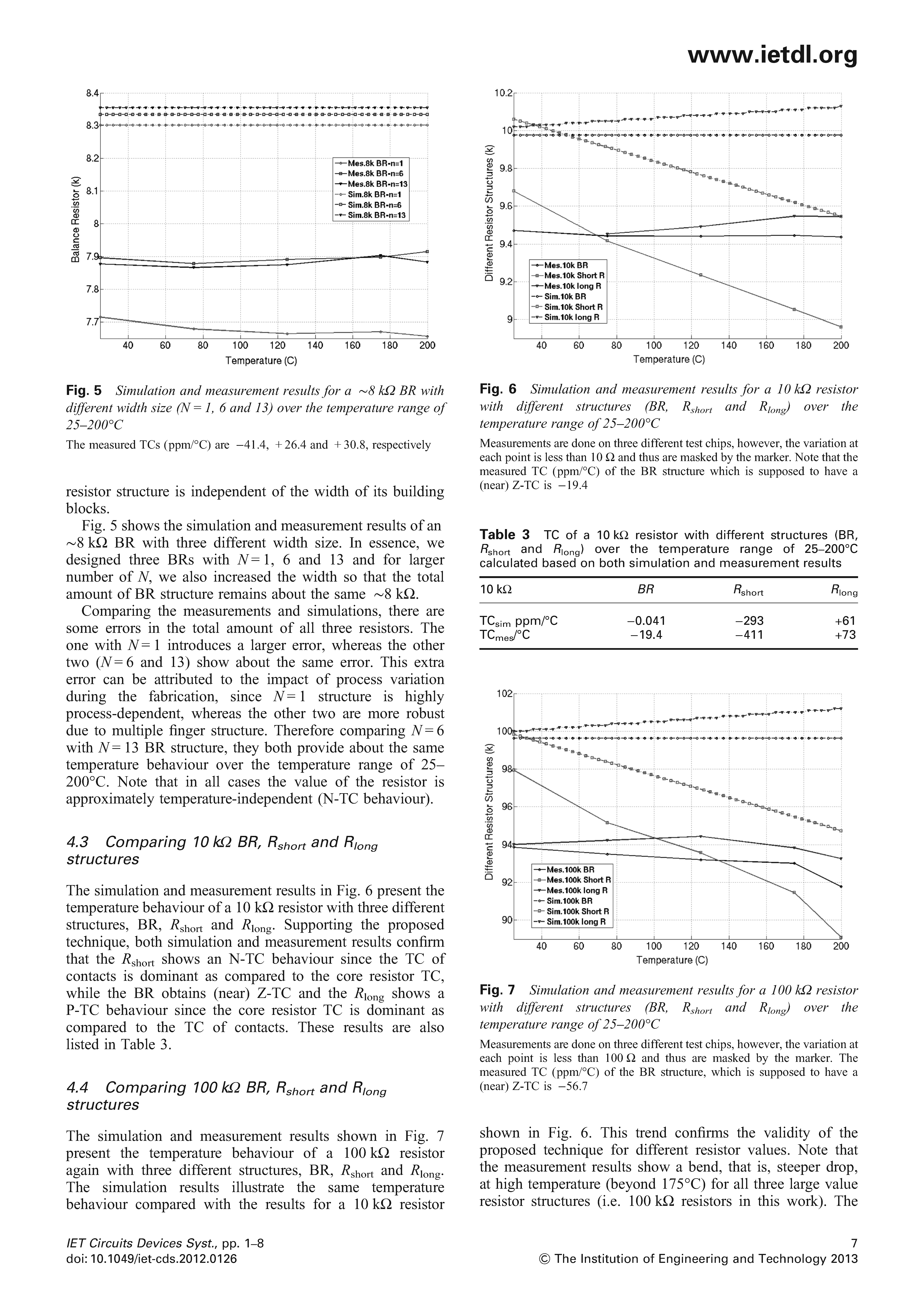 Analysis and Design of Monolithic Resistors with a Desired Temperature Coefficient Using Contacts Page 7