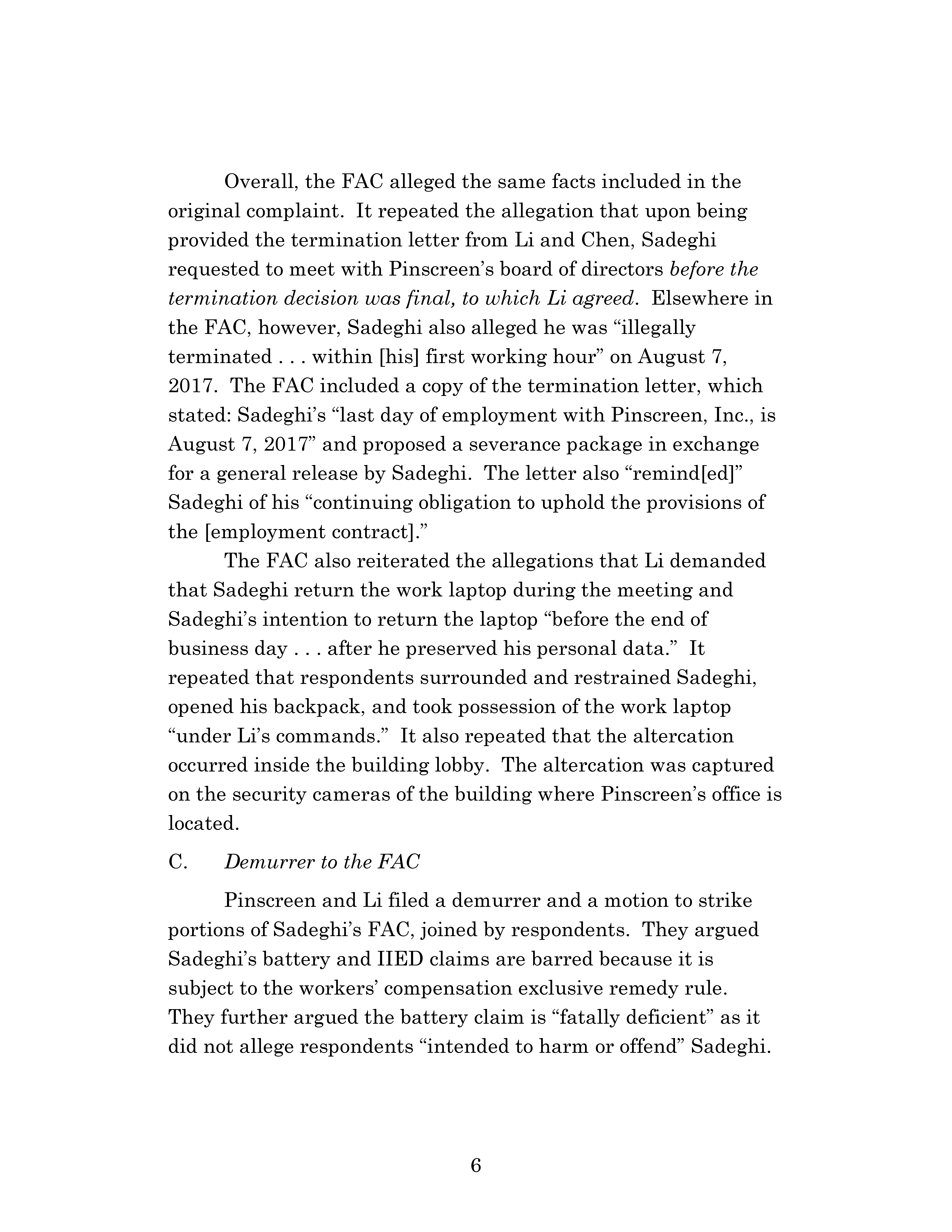 Appellate Court's Opinion Upholding Sadeghi's Claims for Battery and IIED Against Chen, Hu and Kung Page 6