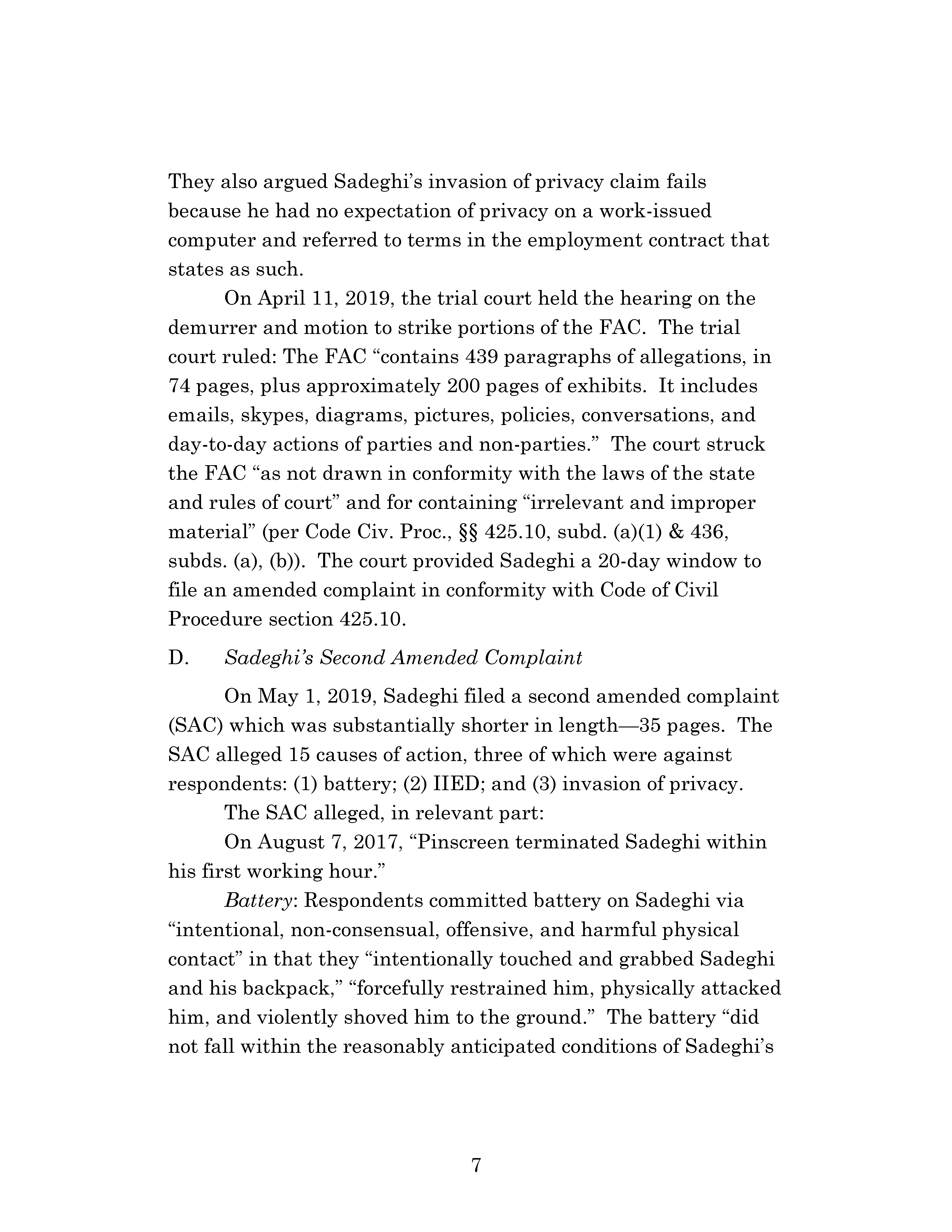 Appellate Court's Opinion Upholding Sadeghi's Claims for Battery and IIED Against Chen, Hu and Kung Page 7