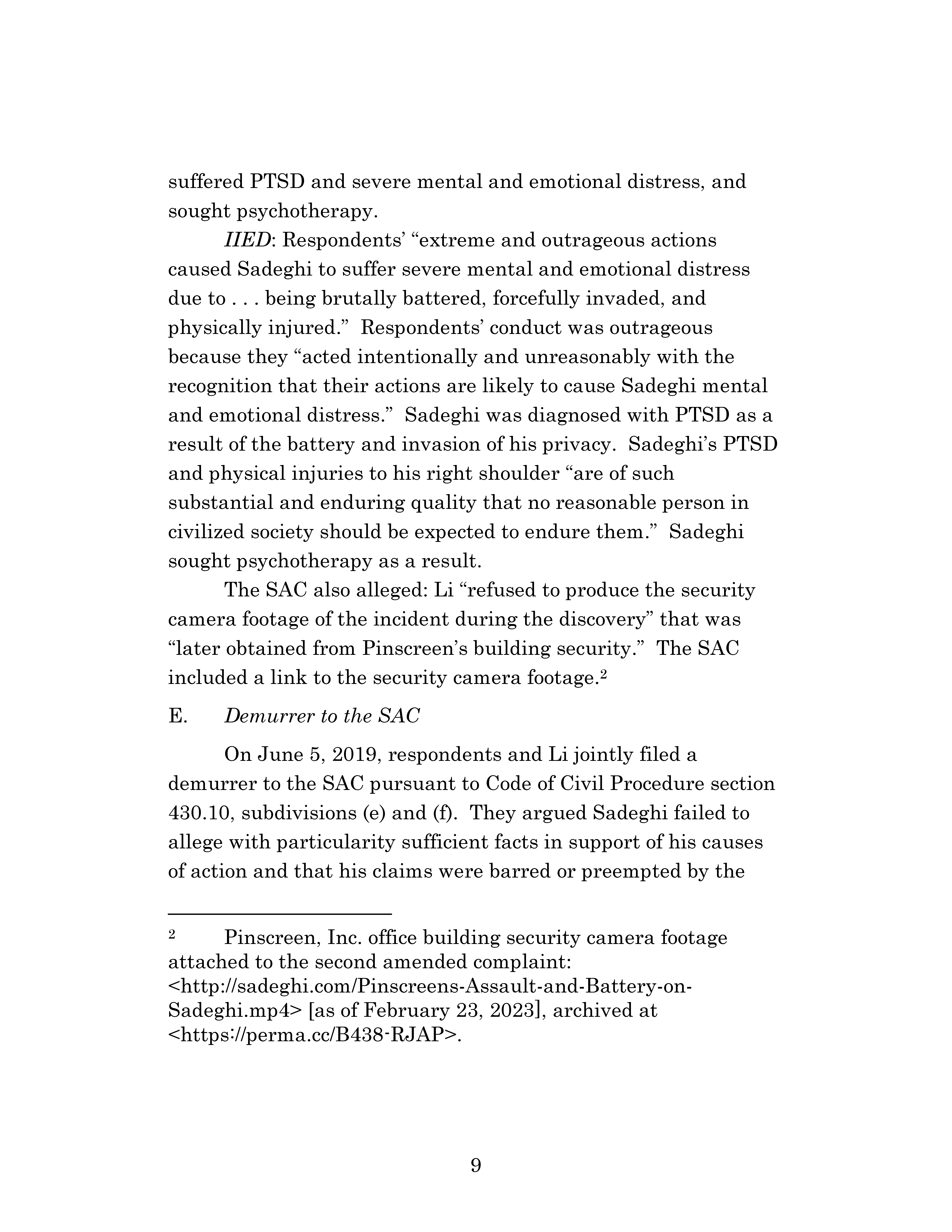 Appellate Court's Opinion Upholding Sadeghi's Claims for Battery and IIED Against Chen, Hu and Kung Page 9