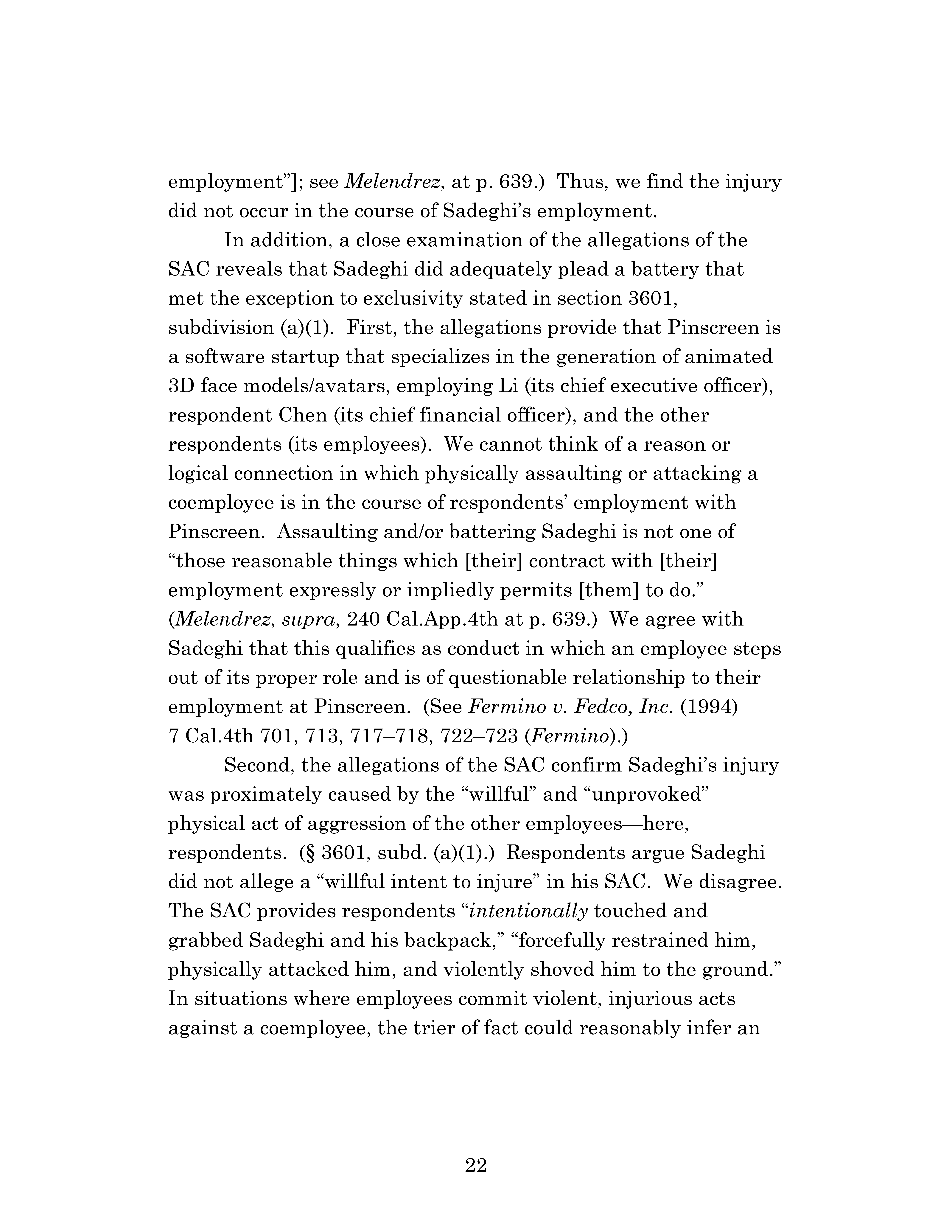 Appellate Court's Opinion Upholding Sadeghi's Claims for Battery and IIED Against Chen, Hu and Kung Page 22