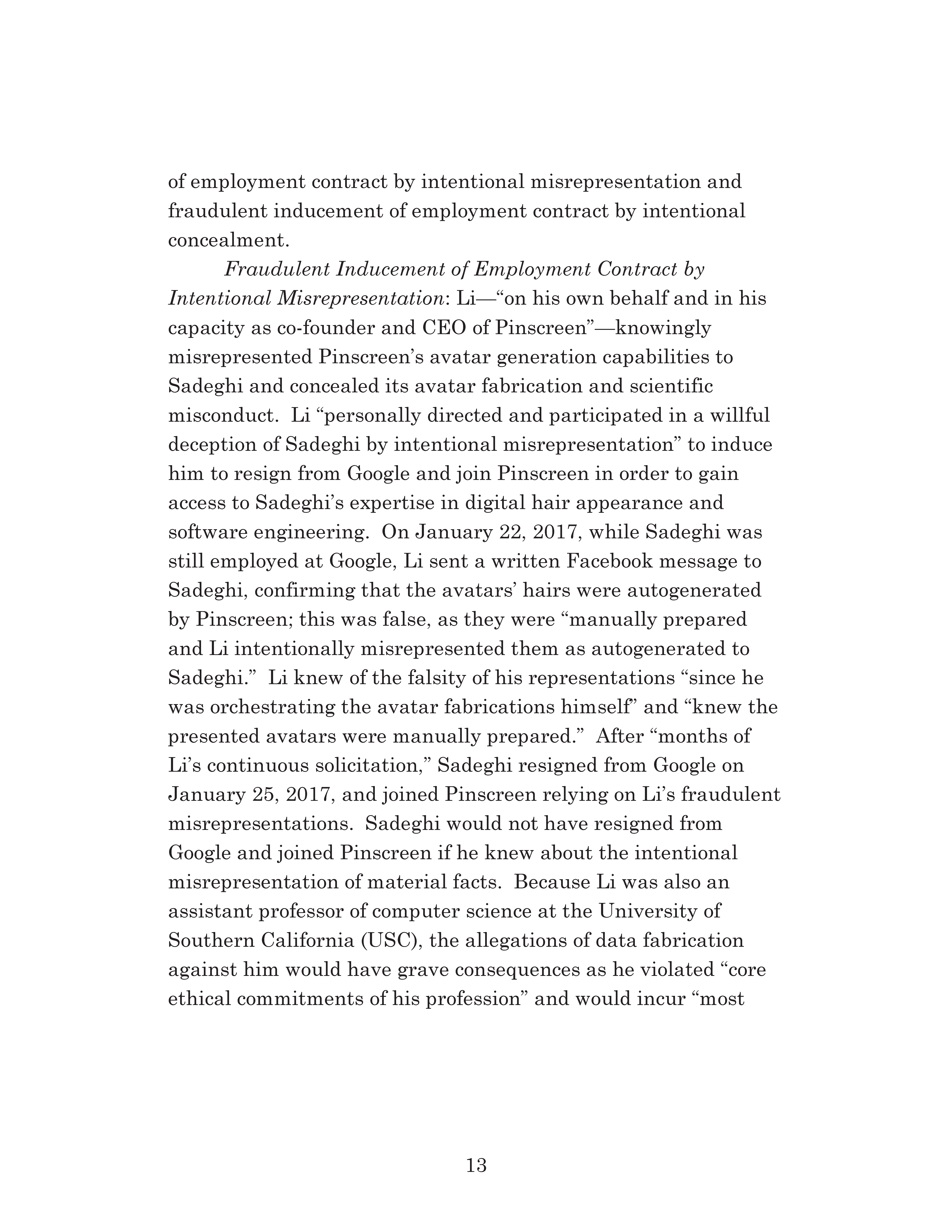 Appellate Court's Opinion Upholding Sadeghi's Claims for Fraud, Battery and IIED Against Li Page 13