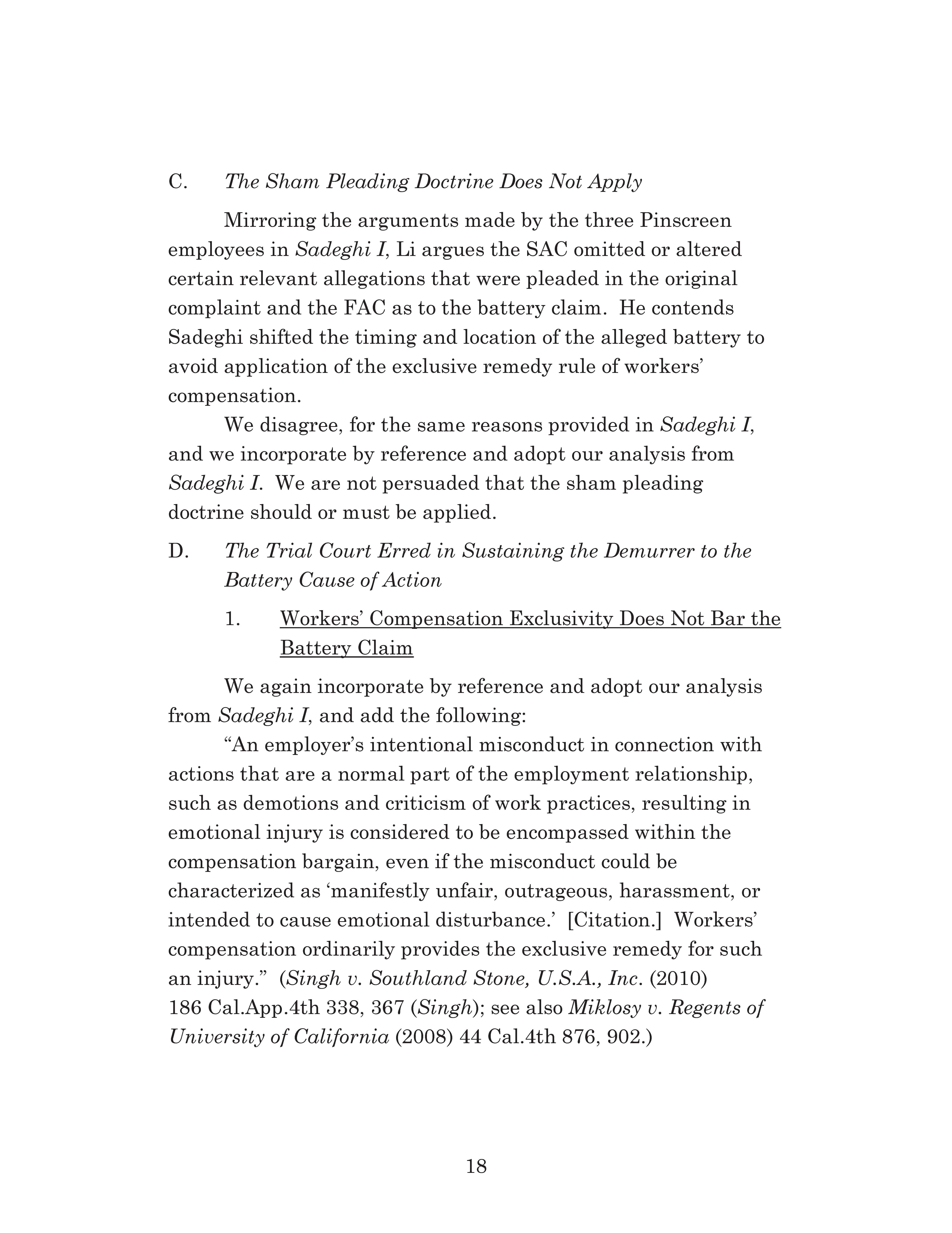 Appellate Court's Opinion Upholding Sadeghi's Claims for Fraud, Battery and IIED Against Li Page 18