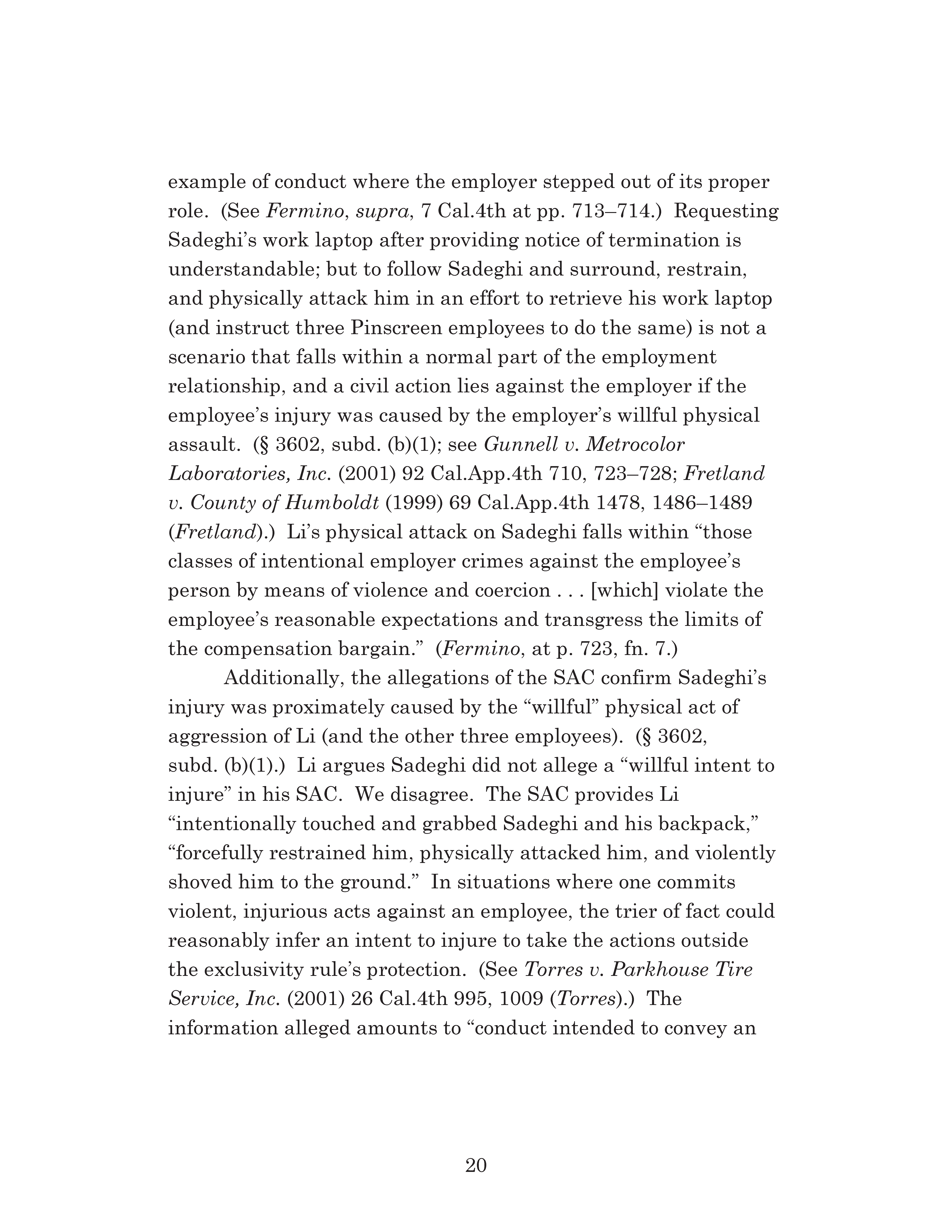 Appellate Court's Opinion Upholding Sadeghi's Claims for Fraud, Battery and IIED Against Li Page 20