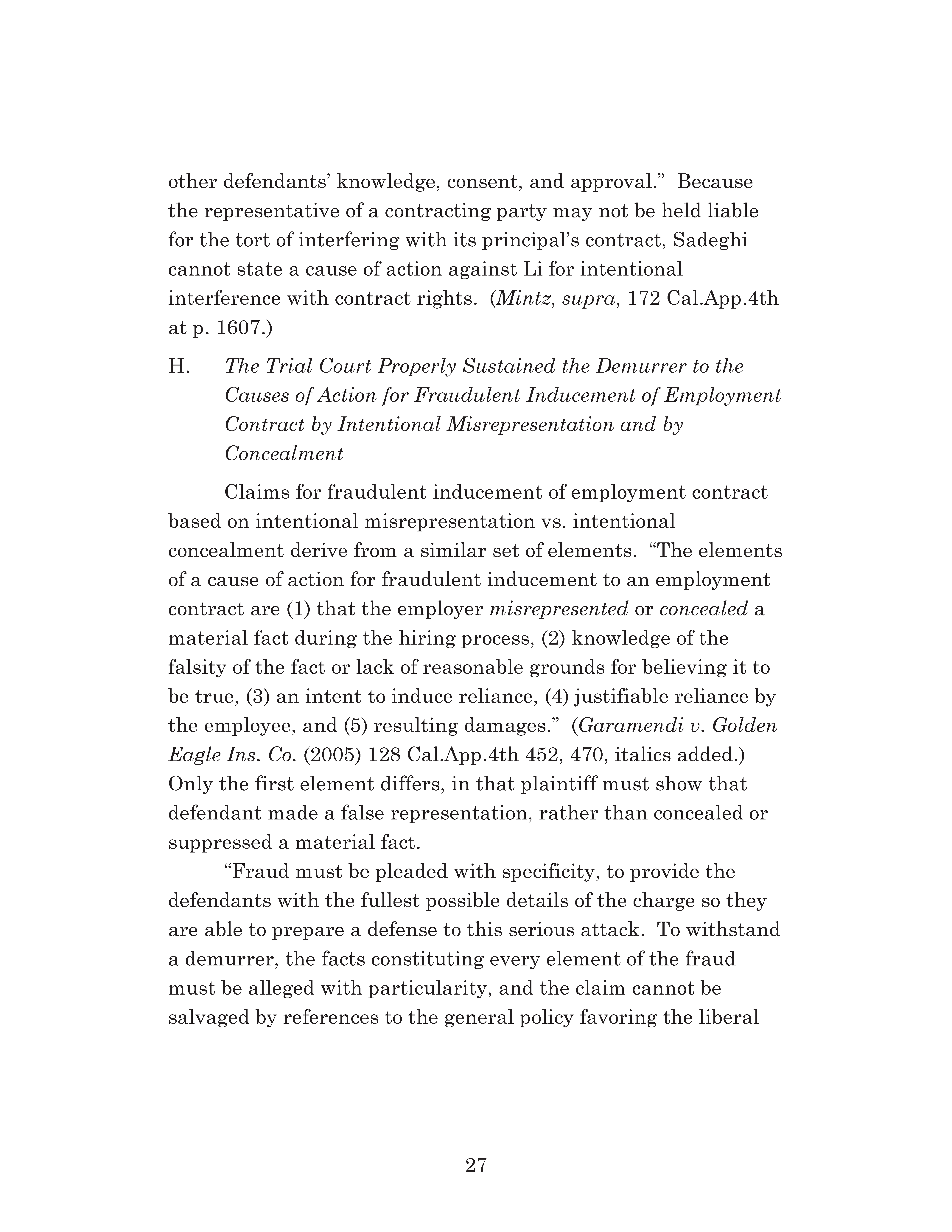 Appellate Court's Opinion Upholding Sadeghi's Claims for Fraud, Battery and IIED Against Li Page 27