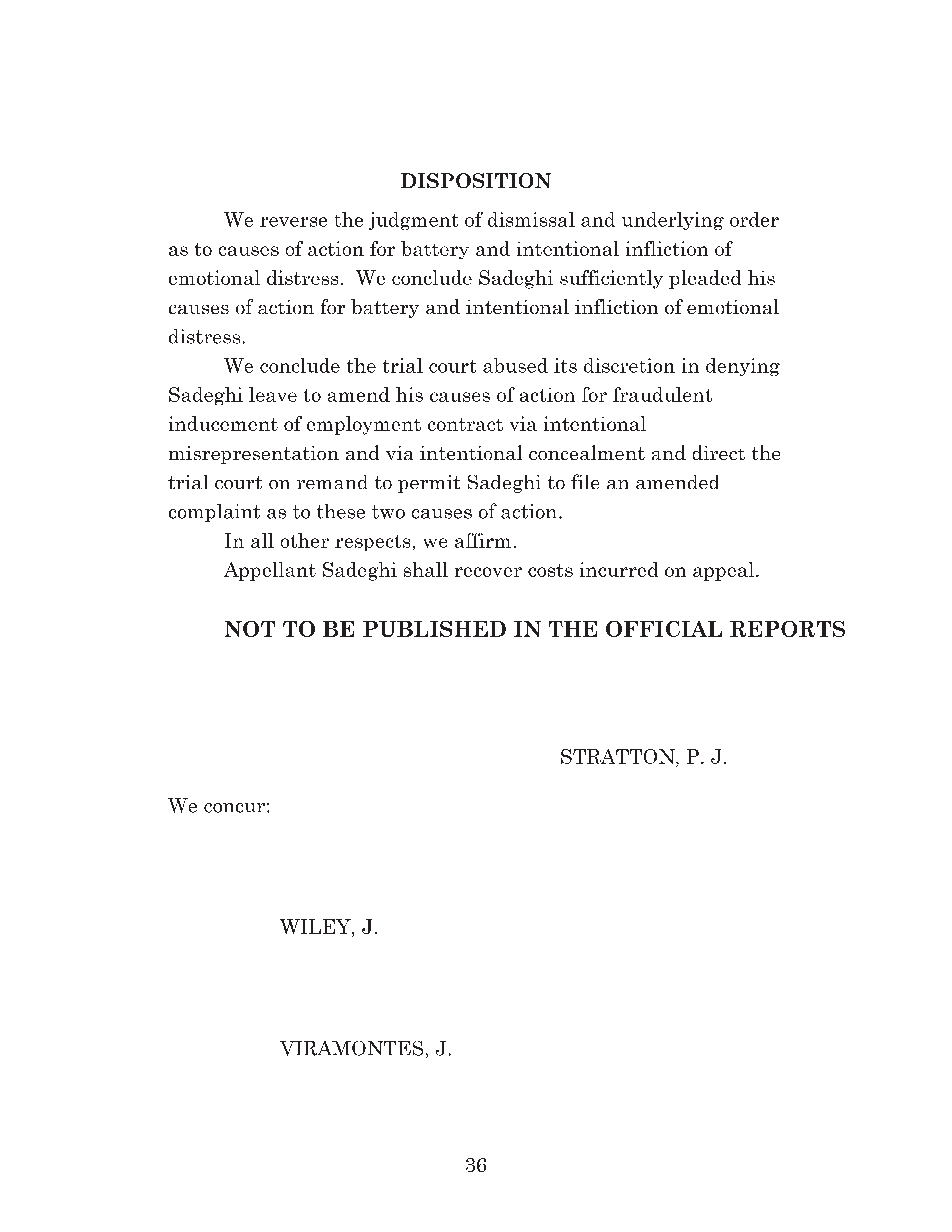 Appellate Court's Opinion Upholding Sadeghi's Claims for Fraud, Battery and IIED Against Li Page 36