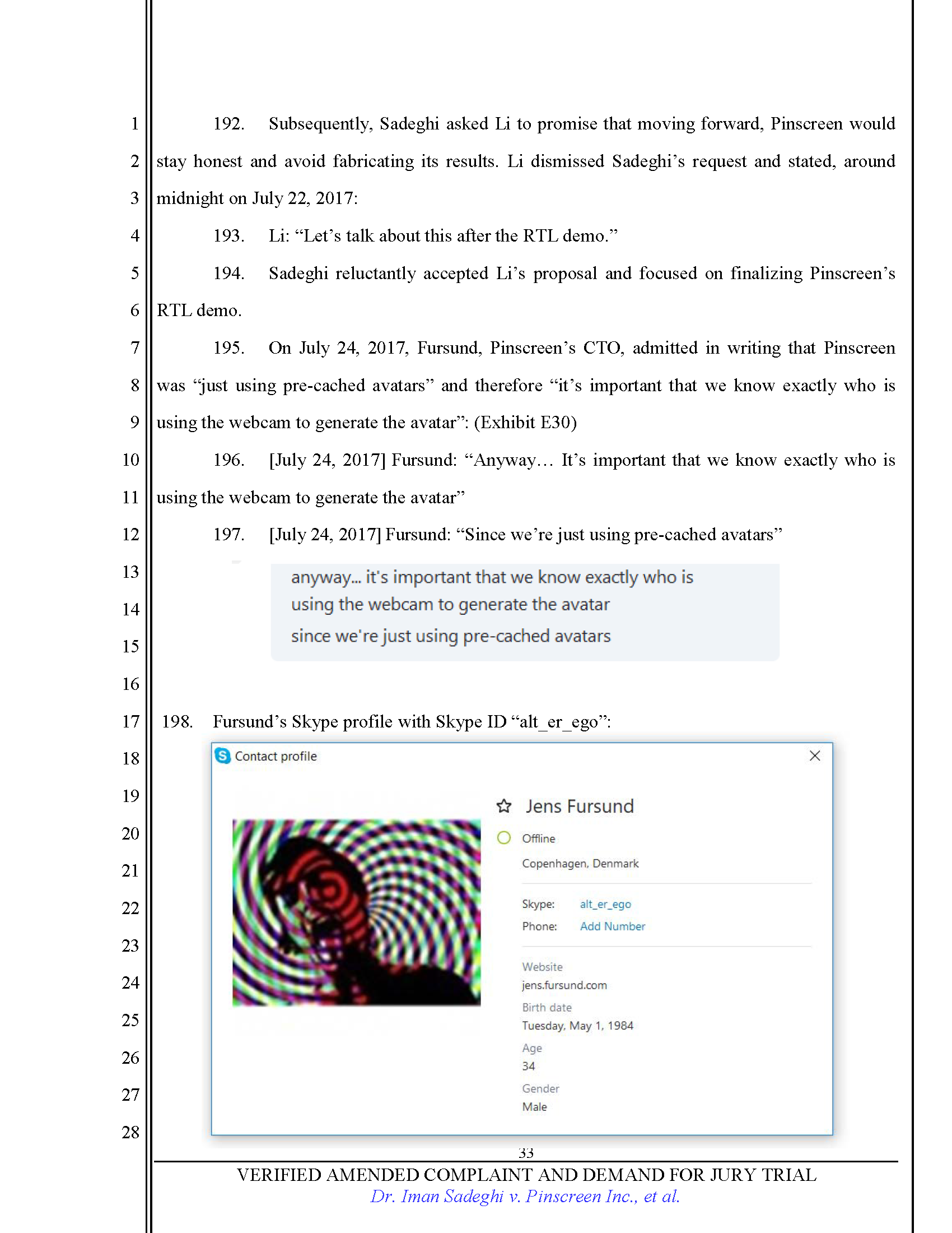 First Amended Complaint (FAC) Page 33