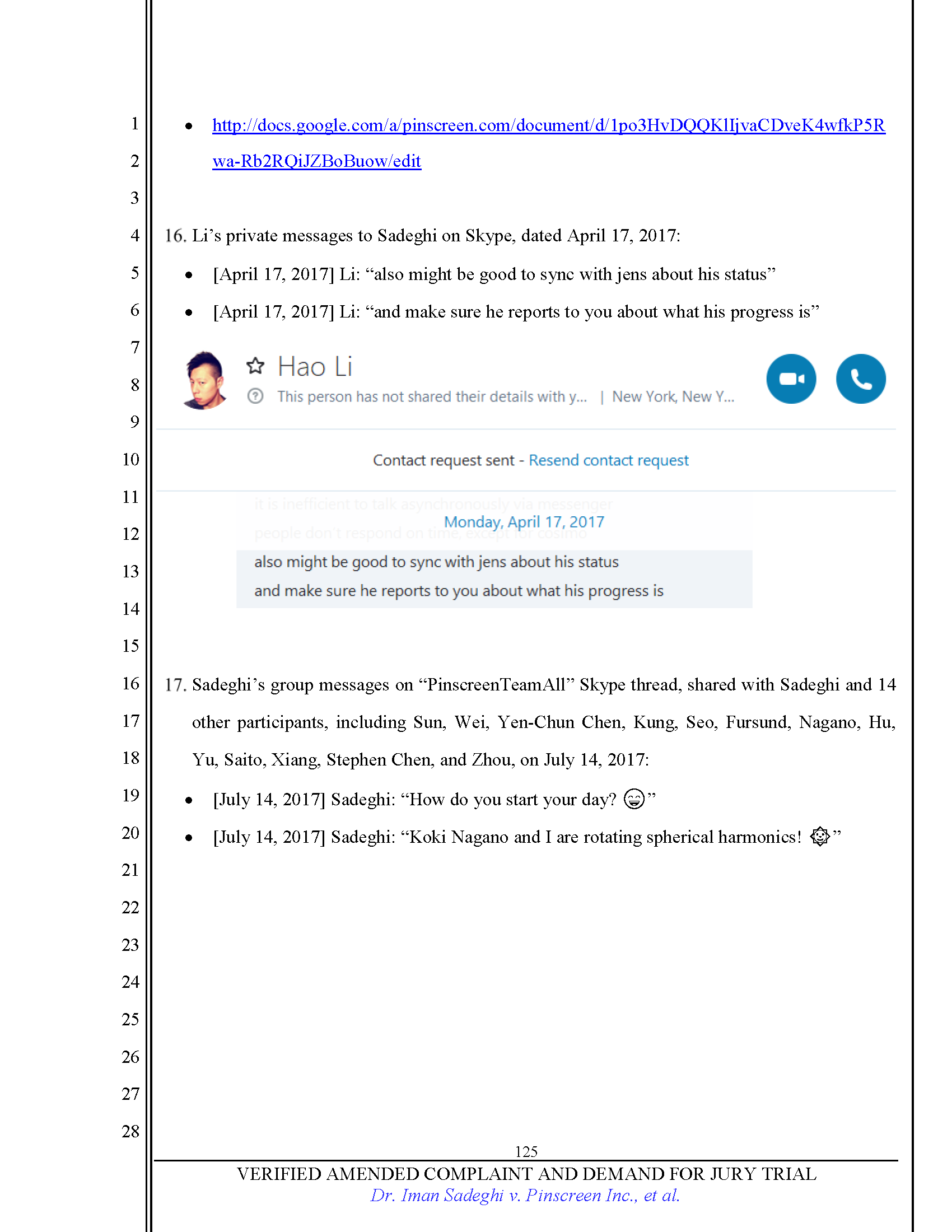 First Amended Complaint (FAC) Page 125