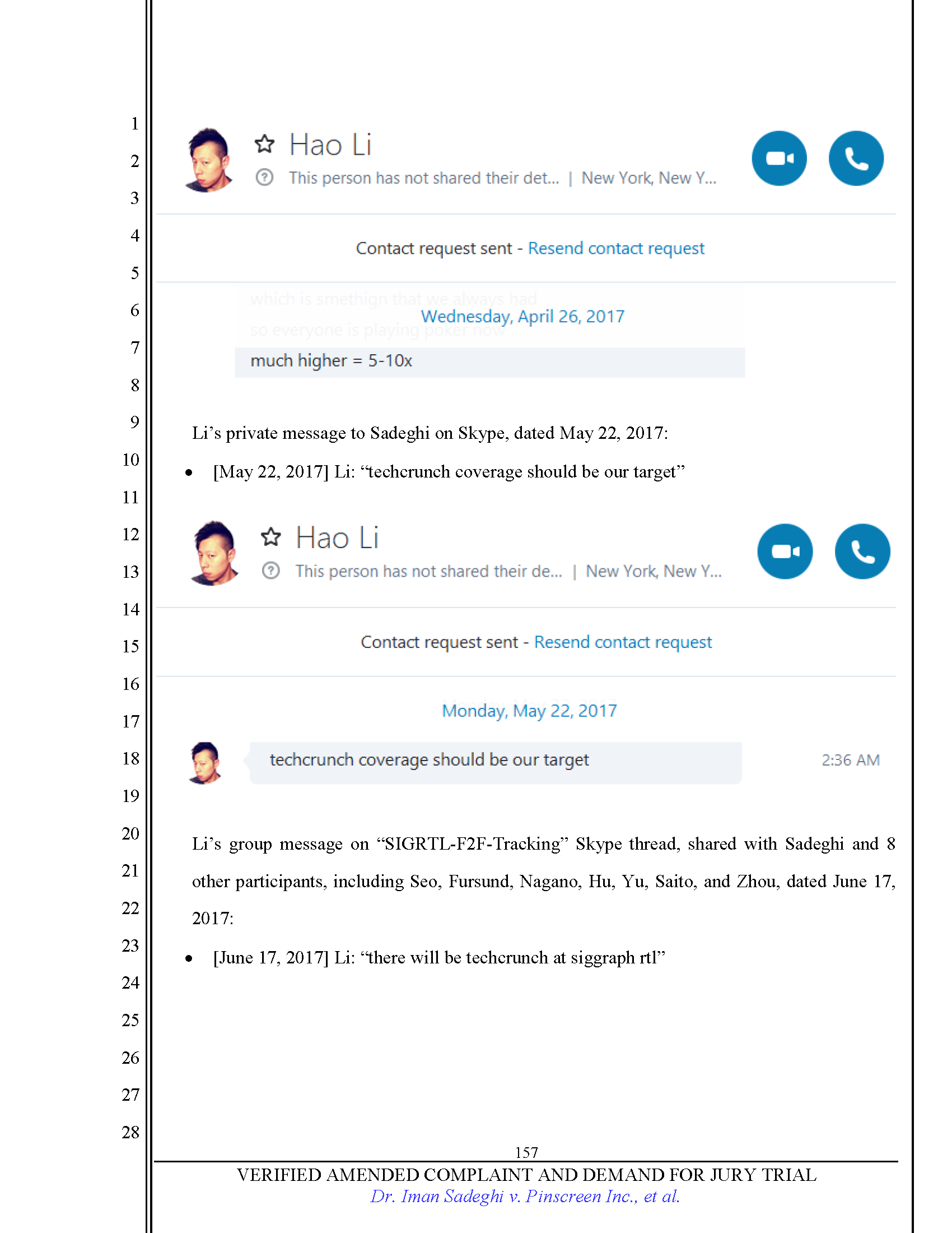 First Amended Complaint (FAC) Page 157