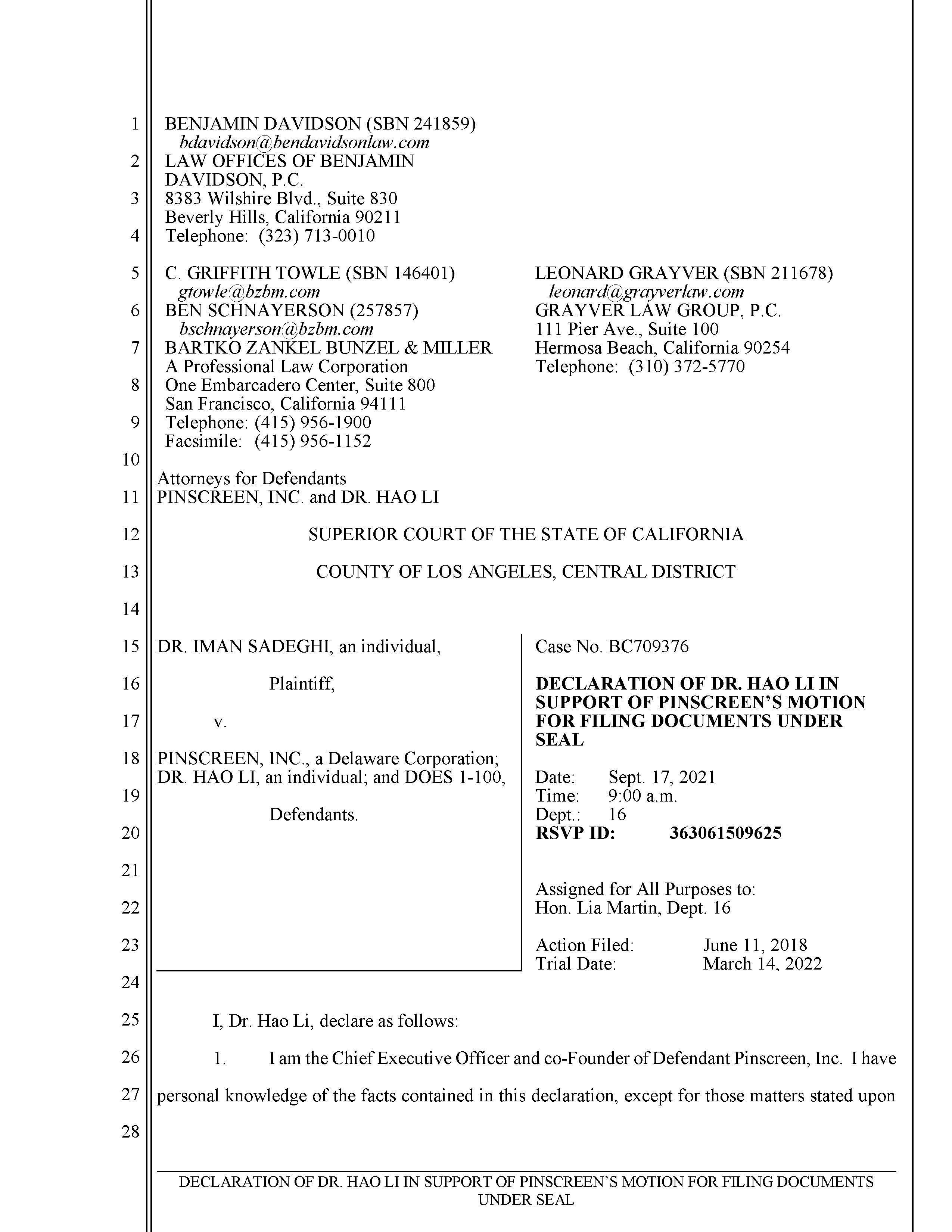 Hao Li Refers to USC's Investigation of His Scientific Misconduct as 'Embarrassing' Page 1