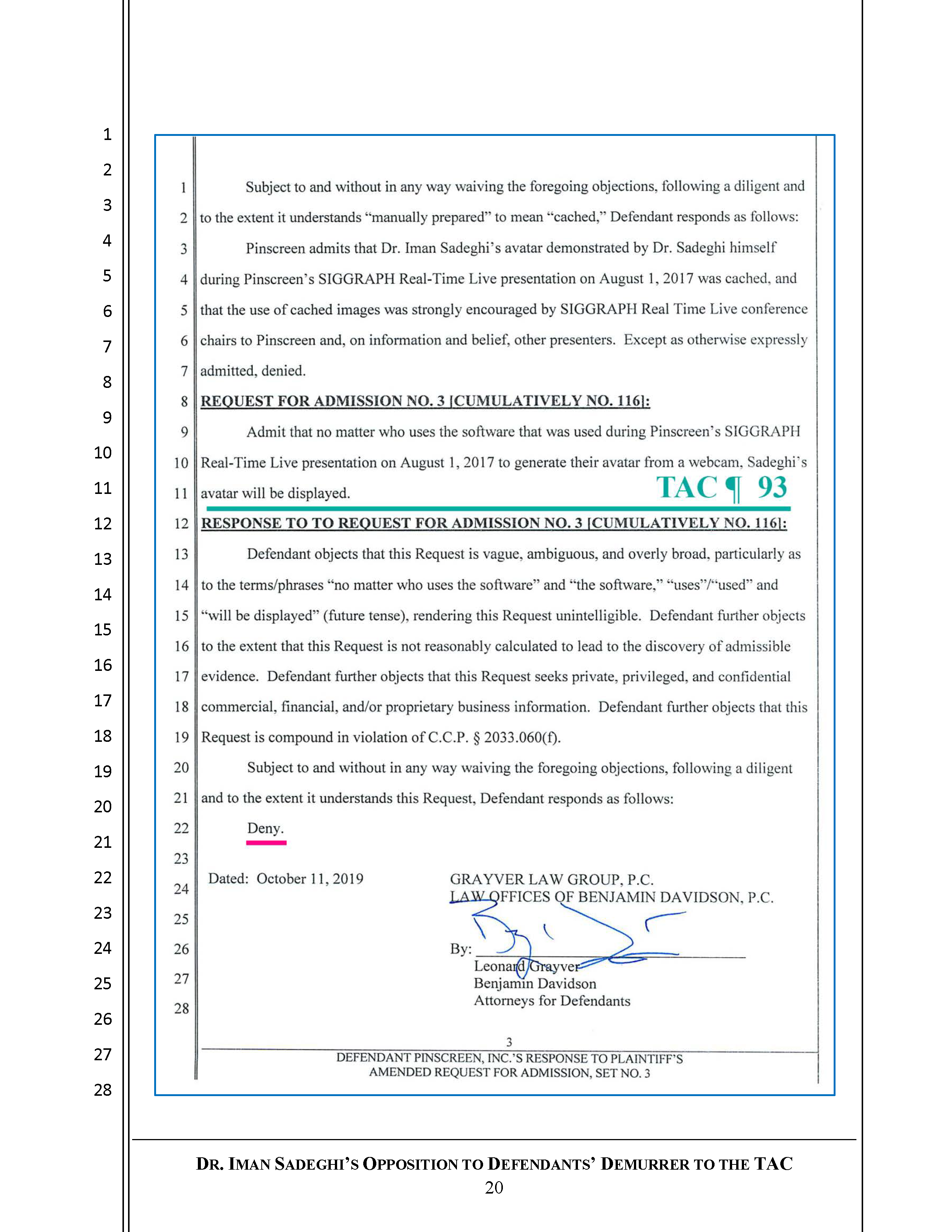 Sadeghi's Opposition to Defendant's Demurrer to the TAC Page 21