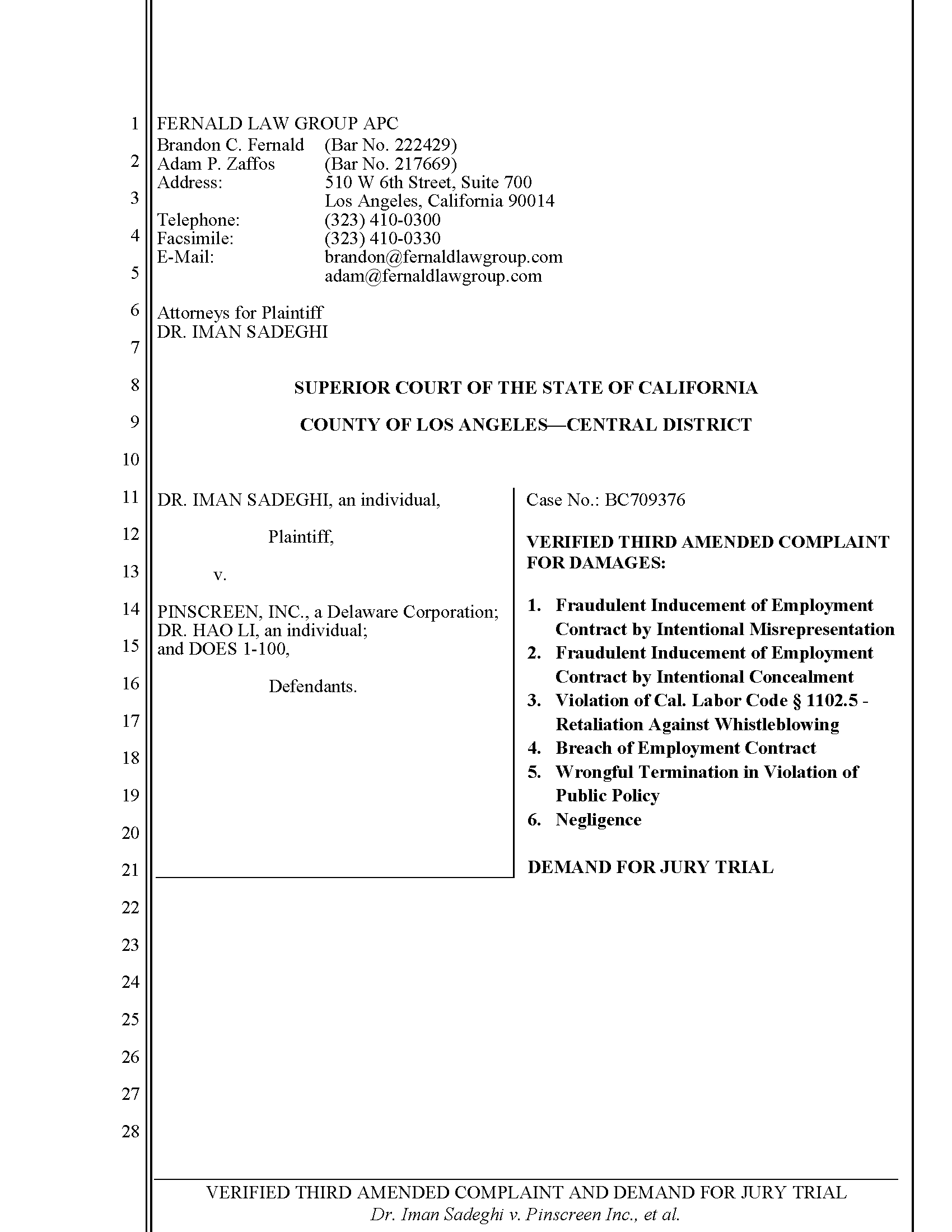 Third Amended Complaint (TAC) Page 1