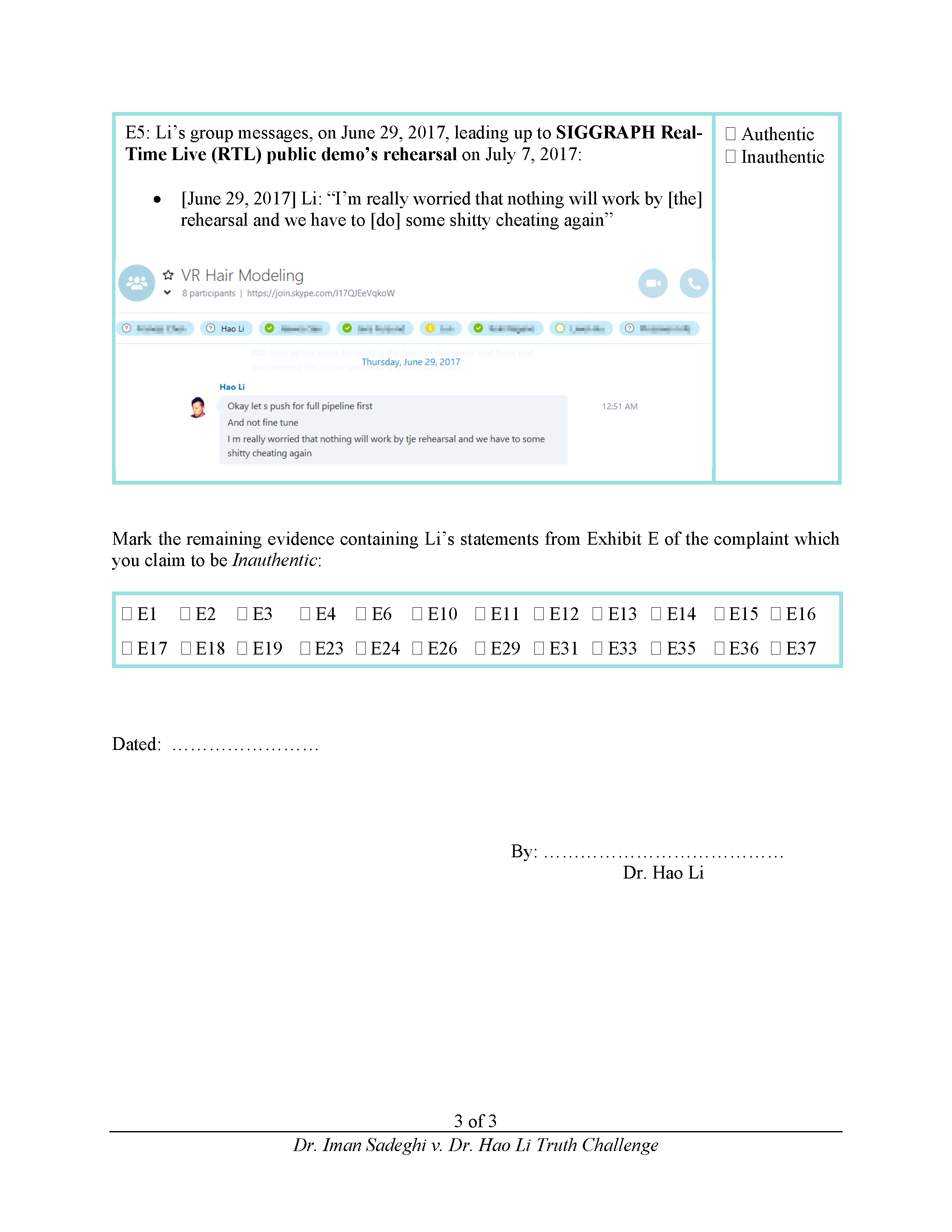 Dr. Iman Sadeghi v. Dr. Hao Li Page 4